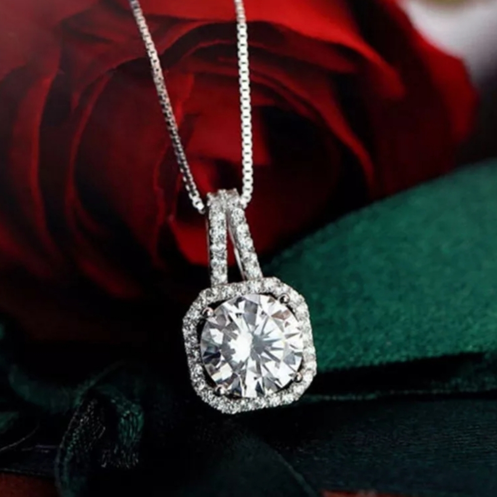 Sparkling Silvertone CZ Rhinestone Necklace - Picture 2 of 6